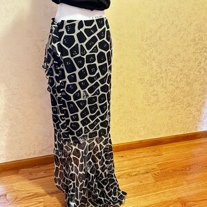 Chetta B Long Maxi Mermaid with sequence, Skirt chiffon Giraffe Animal Print It